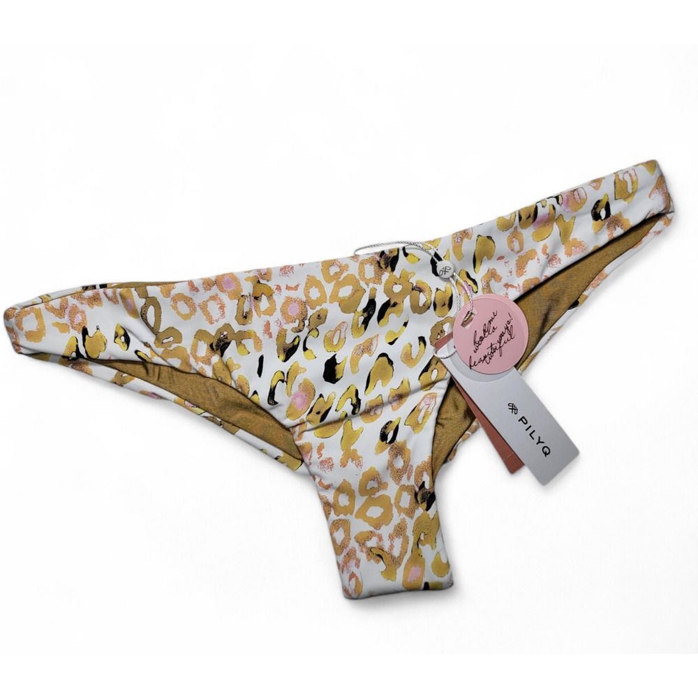 NWT PQ SWIM Minx Cheetah Animal Print Cheeky Bikini Bottom Women's PilyQ‎ Size M